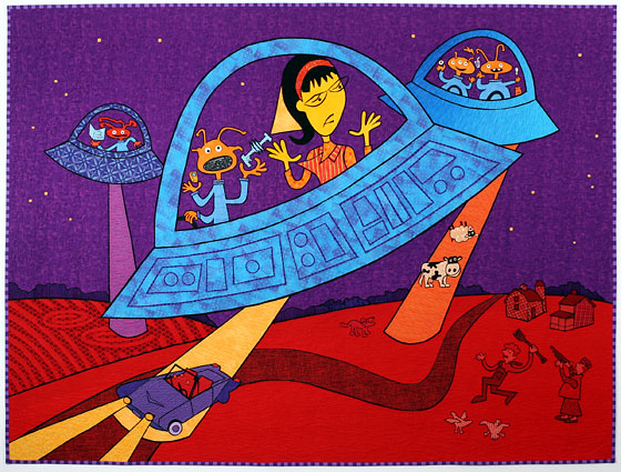 Alien Invasion - art quilt by Pam RuBert