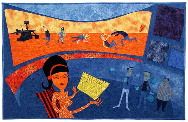 Mars Mania: The Spirit Rover has been Hijacked by the Criminal Element - art quilt by Pam RuBert