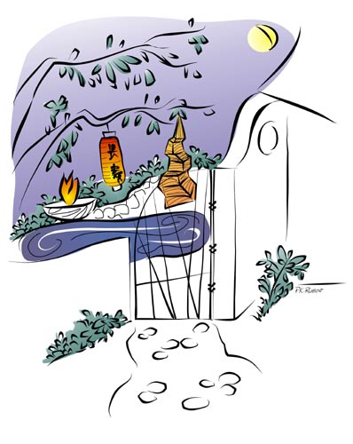 Garden Gate - drawing by Pam RuBert